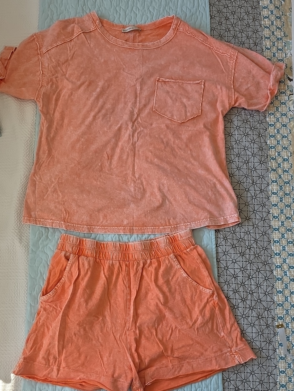 Zenana Outfitters Peach-Orange Short Pajama Set for Kids